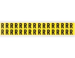 Repositionable Vinyl 0.625 in Black on Yellow, Letters R Card of 32 Labels
