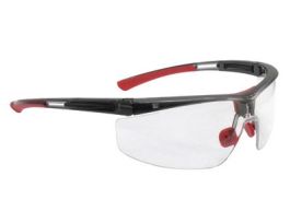 North Adaptec Regular Safety Glasses, Black/Red Frame, Clear Lenses