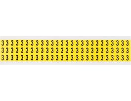 Repositionable Vinyl 0.375 in Black on Yellow, Numbers 3 Card of 78 Labels