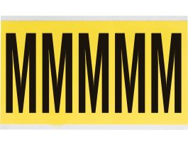 Repositionable Vinyl 4 in Black on Yellow, Letters M Card of 5 Labels