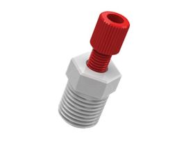 Tubing Adapter, 1.8-2.0 mm OD x 1/8" NPT(M), Red PP Nut, Green ETFE Ferrule; 1/EA