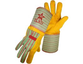 Flxo® Cotton Chore Glove with Double Layer Palm/Back and Nap-out Finish - Rubberized Gauntlet Cuff