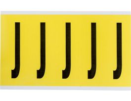 Repositionable Vinyl 4 in Black on Yellow, Letters J Card of 5 Labels