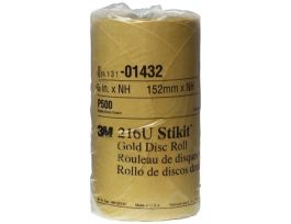 3M™ Stikit™ Gold Disc Roll, 01432, 6 in, P500, 175 discs per roll, 6 rolls per case