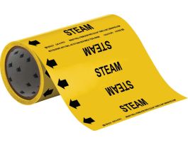 Steam Pipe Marker, 30' H x 8" W, Roll of 30', Fits Pipes 2" Dia. or Smaller