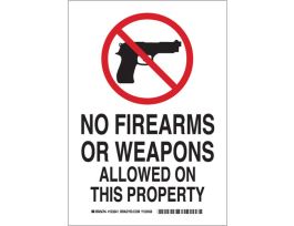 No Firearms Or Weapons Allowed On This Property Sign, 14" H x 10" W x 0.035" D, Aluminum