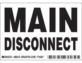 MAIN DISCONNECT Labels, 3.5" H x 5" W x 0.006" D, Black on White