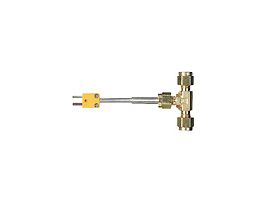 Type-K, Flow-Through Probe, 1 / 4" OD Tubing, 3.375" L, Grounded , Mini-Connector,