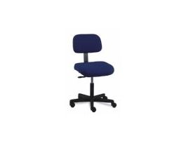 Royal blue fabric chair with black reinforced plastic base. Seat height 23"-33"