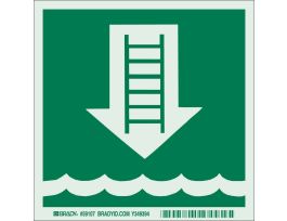 BradyGlo With Down Arrow And Ladder Over Water Sign, 6" H x 6" W x 0.063" D