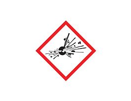 GHS Label,Exploding Bomb Pictogram,1" x 1",adhesive poly,250/roll