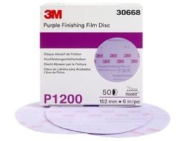 3M™ Hookit™ Purple Finishing Film Abrasive Disc 260L, 30668, 6 in, P1200, 50 discs per carton, 4 cartons per case