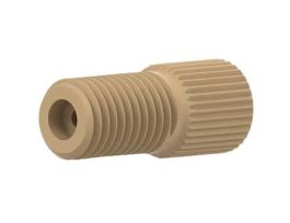 Super Flangeless Nut, Standard Knurl, Natural PEEK, 1/16" OD Tubing, 5/16-24 Flat Bottom; 1/EA