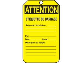 Safety Tags, 5 3/4" x 3 1/4", CAUTION BARRICADE TAG, PF-CARDSTOCK, 25/PK