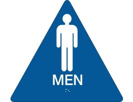 Men Sign, 10" H x 11" W, Plastic, White on Blue