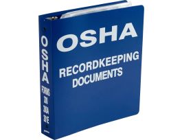 OSHA Record Keeping Binder, 11" H x 2" D, White on Blue