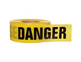 Standard Barricade Tape Roll -  Polyethylene, DANGER, Black on Yellow, 3"  x 1000'