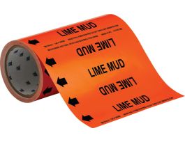 LIME MUD Pipe Marker, 30' H x 8" W, Roll of 30', Fits Pipes 2" Dia. or Smaller