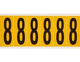 Outdoor Vinyl 3 in Black on Yellow Numbers 8 Card of 6 Labels