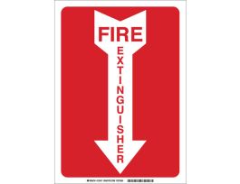 Fire Extinguisher Sign, 10" H x 7" W x 0.035" D, White on Red, Aluminum