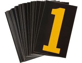 BradyLite 1 in Reflective Numbers Yellow on Black, 1 25/PK