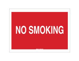 No Smoking Sign, 7" H x 10" W x 0.035" D, Aluminum, White on Red
