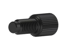Port Plug, Standard Knurl, Black Acetal, 1/4-28 Flat-Bottom; 1/EA
