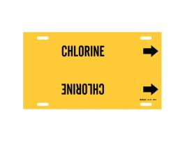 CHLORINE Pipe Marker, 8" H x 16" W, Fits Pipes 6" Dia. Thru 7.875" Dia.