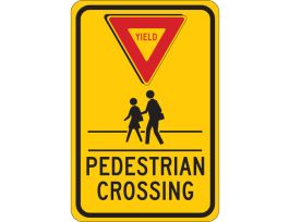 YIELD Pedestrian Crosswalk Sign, 18" H x 12" W x 0.006" D, Polyester