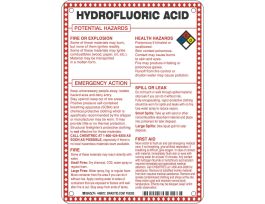 Hydrofluoric Acid Potential Hazards Sign, 10" H x 7" W x 0.1" D, Black/Blue/Red/Yellow on White