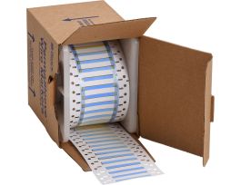 PermaSleeve Heat Shrink Wire and Cable Labels 3/32" Dia for 3" Core Printers - 1" Blue Double-Sided
