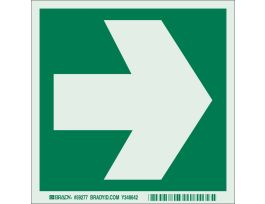 BradyGlo With Right Arrow Sign , 6" H x 6" W x 0.008" D