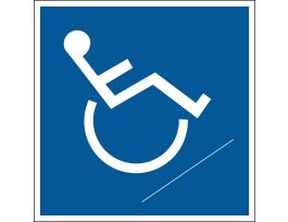 Handicapped Ramp Picto Sign, 9" H x 9" W x 0.006" D, Polyester
