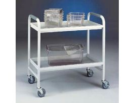 Pan Cart Holds up to 181.4kg. Two removable 81Lx46Wx5Hcm epoxy-coated steel, watertight pans