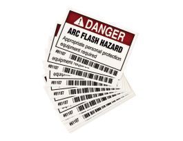 Arc Flash Labels - Self-Sticking Polyester, 2" H x 3" W x 0.006" D, Pack of 10 Labels, Black/Red on White