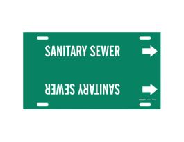 Sanitary Sewer Pipe Marker, 10" H x 32" W, Fits Pipes 10" Dia. Thru 15" Dia.