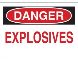 DANGER Explosives Sign, 7" H x 10" W x 0.06" D, Polystyrene