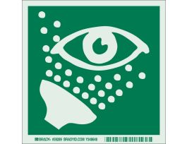 BradyGlo Emergency Eye Wash Station Picto Sign, 6" H x 6" W x 0.008" D, Polyester