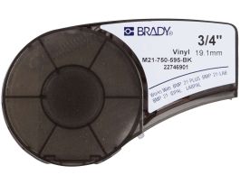 All Weather Permanent Adhesive Vinyl Label Tape with Ribbon for M210 M211 BMP21-PLUS Printers - 0.75" White on Black