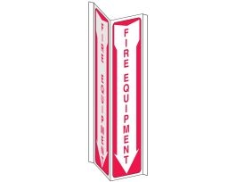Fire Equipment Sign, 18" H x 7.5" W x 0.06" D, Red on White, Polystyrene