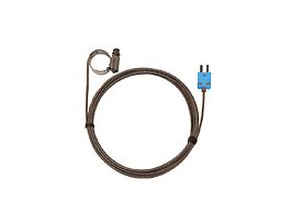 Type-T Hose Clamp Probe 1.25 - 2.25 OD Mini-Connector, Grounded 10ft SS Braid Cable
