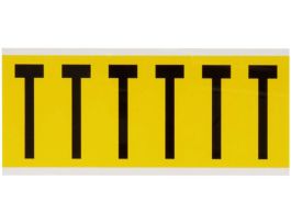 Repositionable Vinyl 3 in Black on Yellow, Letters T Card of 6 Labels