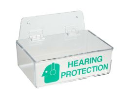 Compact Ear Plug Dispenser With Cover, 3.0" H x 9.0" W x 6.0" D, Clear/Green