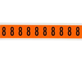 Outdoor Vinyl 2 in Black on Orange Numbers 8 Card of 10 Labels