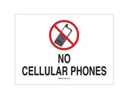 No Cellular Phones Sign, 7" H x 10" W x 0.035" D, Aluminum