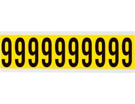 Repositionable Vinyl 2 in Black on Yellow, Numbers 9 Card of 10 Labels