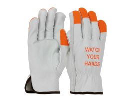 COWHIDE LEATHER DRIVERSGLOVE WITH HI-VIS FINGER