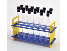TUBE RACK W/ 24ML GLSS TUBE RUBR STOPRS