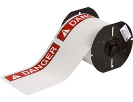 B30 Series ToughWash Labels with Header 4in H x 6.25in W Red on WT 100/RL