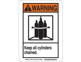 WARNING Keep All Cylinders Chained. Sign, 14" H x 10" W x 0.035" D, Aluminum